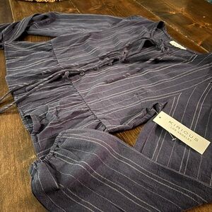 Kirious Los Angeles Navy Striped Blouse with Tie Front